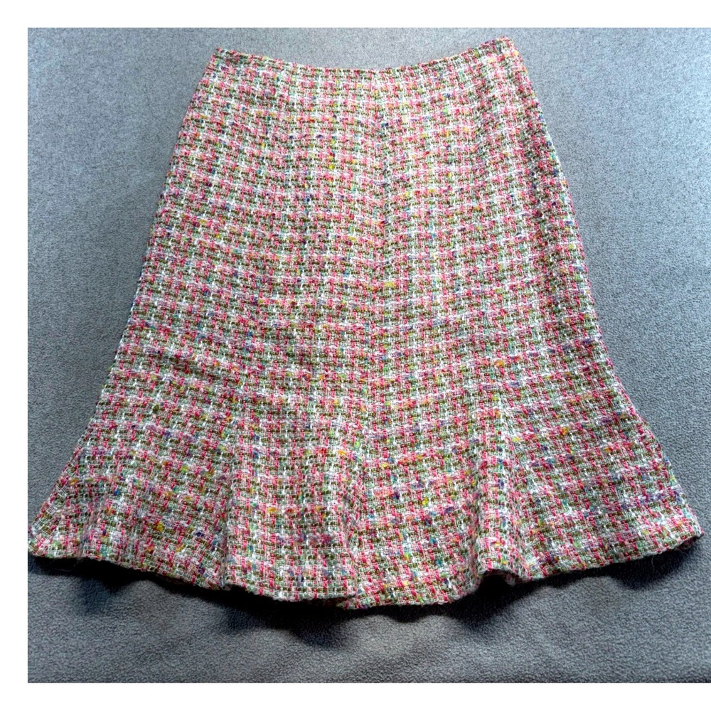 Charles Gray London Womens 6 Multicolor Boucle Tweed Flounce Skirt Fit Flare